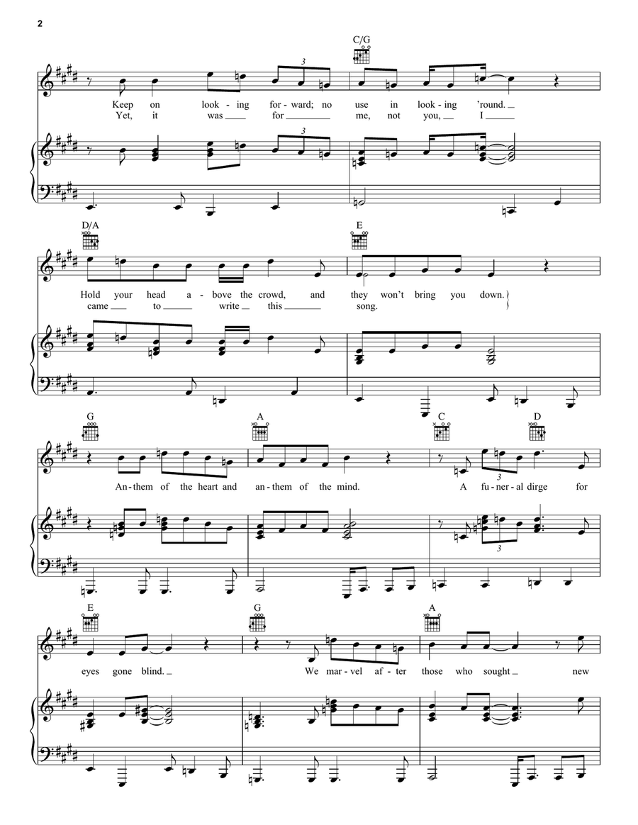 Anthem Anthem Piano, Vocal, Guitar scores gallery preview page 2