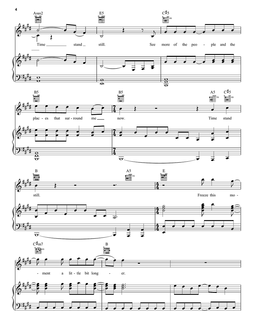 Time Stand Still Time Stand Still Piano, Vocal, Guitar scores gallery preview page 4