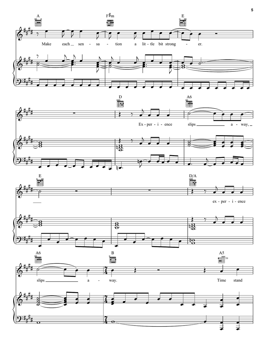 Time Stand Still Time Stand Still Piano, Vocal, Guitar scores gallery preview page 5