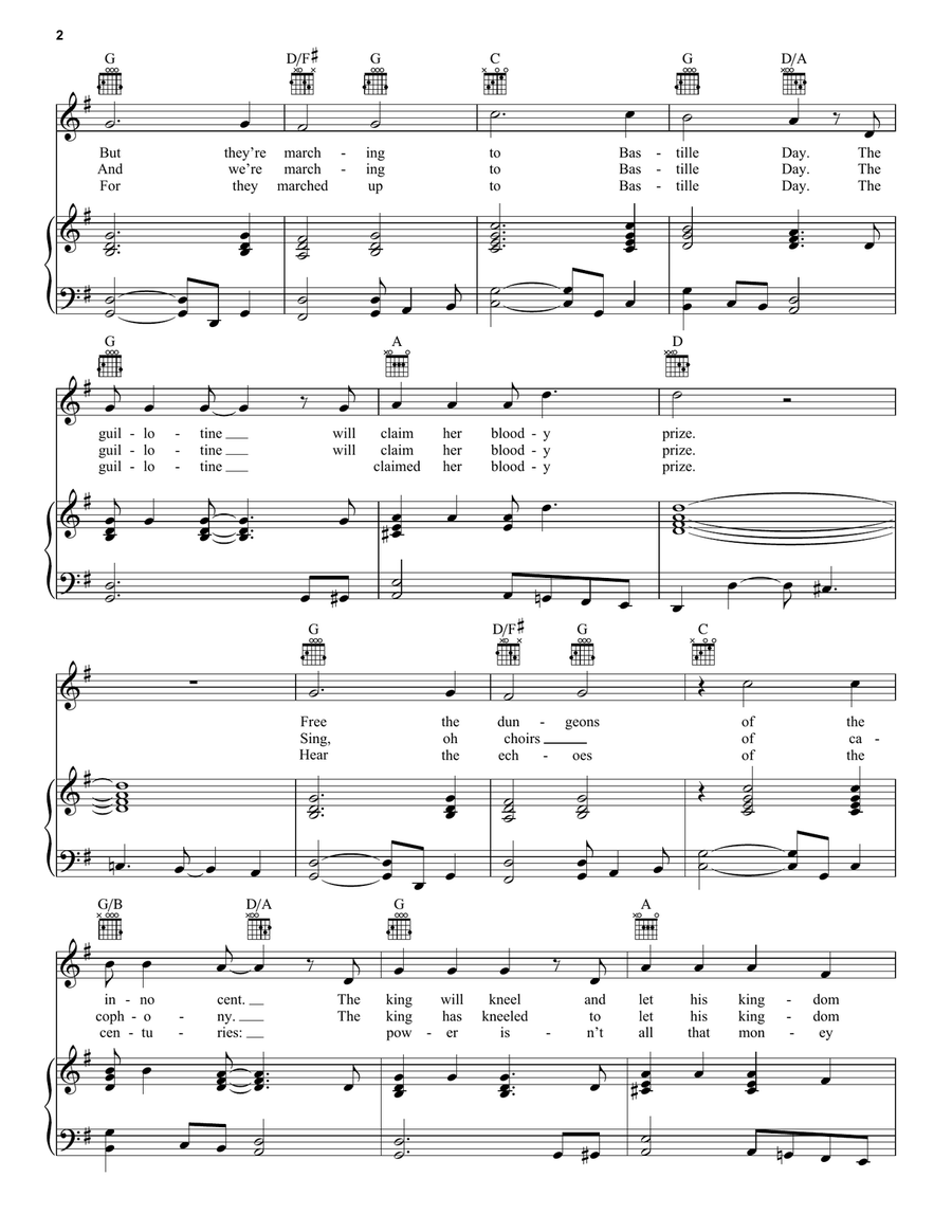 Bastille Day Bastille Day Piano, Vocal, Guitar scores gallery preview page 2