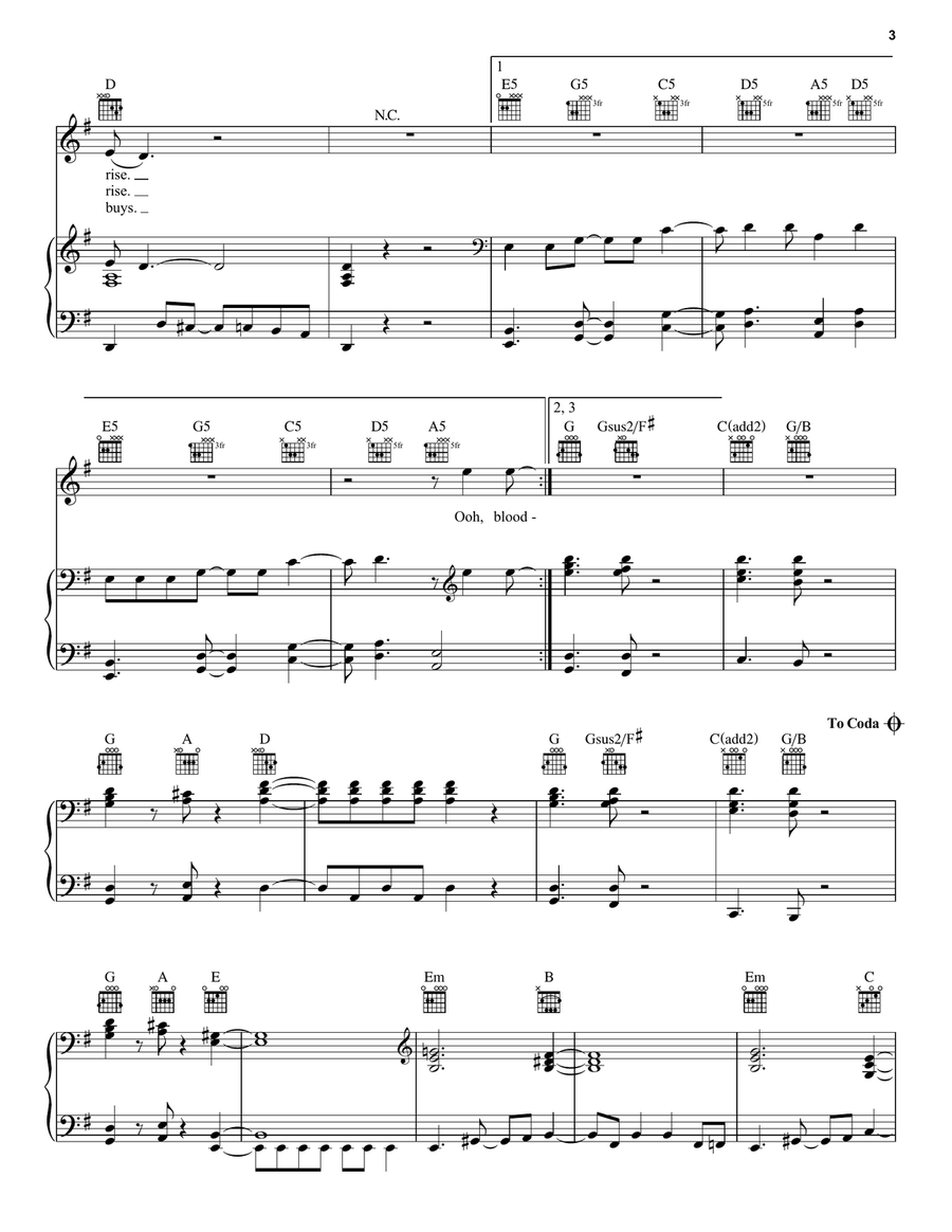 Bastille Day Bastille Day Piano, Vocal, Guitar scores gallery preview page 3