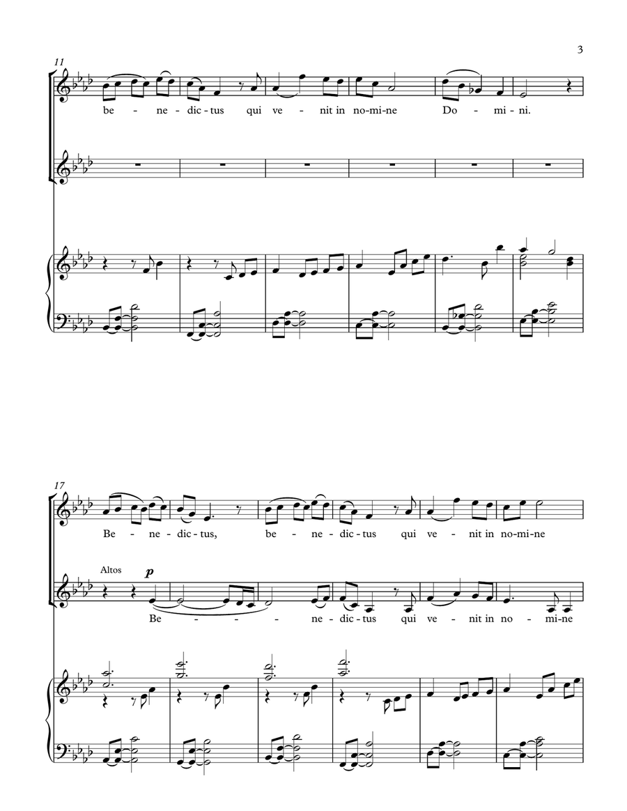 Benedictus (SA duet -or choir- and piano) SA scores gallery preview page 3