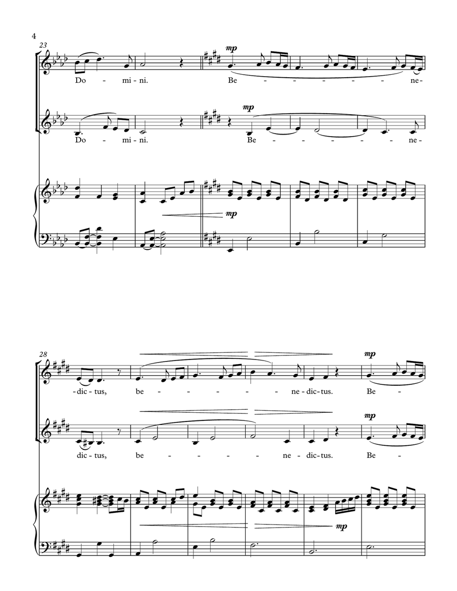 Benedictus (SA duet -or choir- and piano) SA scores gallery preview page 4