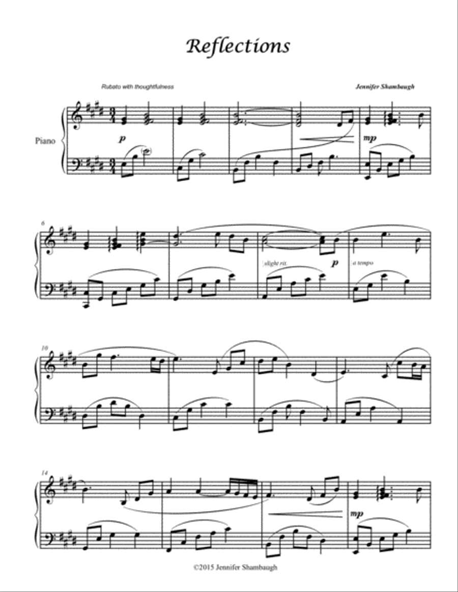 Reflections Piano Solo scores gallery preview page 1