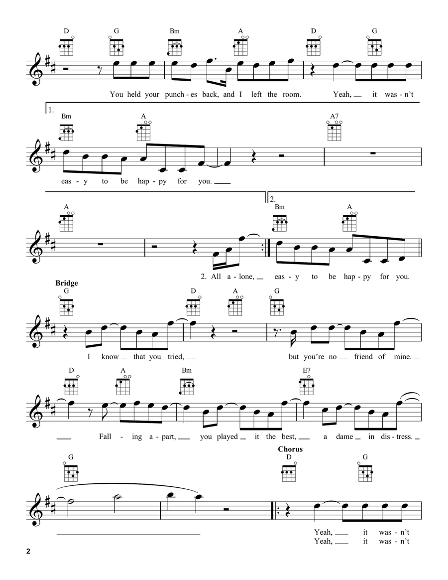 It Wasn't Easy To Be Happy For You Ukulele scores gallery preview page 2