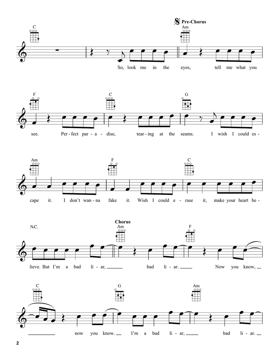Bad Liar Bad Liar Ukulele scores gallery preview page 2