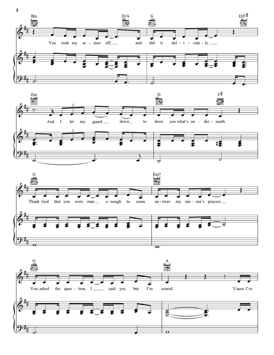Never Worn White Never Worn White Piano, Vocal, Guitar scores gallery preview page 2