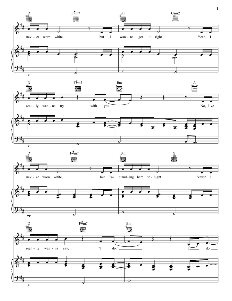 Never Worn White Never Worn White Piano, Vocal, Guitar scores gallery preview page 3