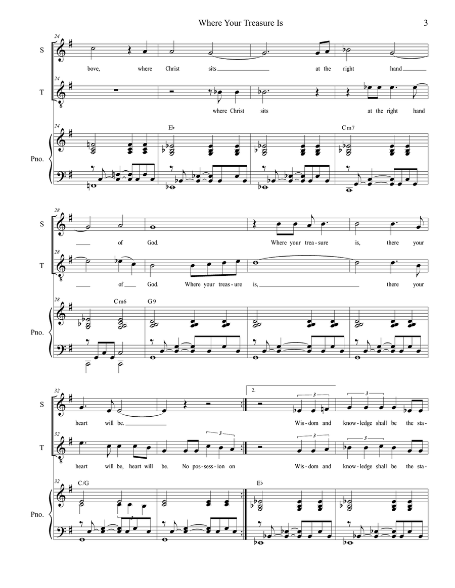Where Your Treasure Is (Duet for Soprano and Tenor solo) Tenor Voice scores gallery preview page 3