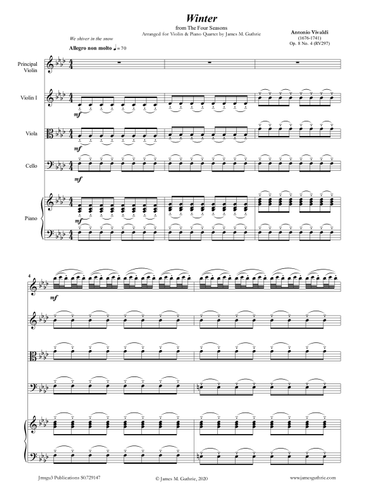 Vivaldi: Winter from the Four Seasons for Violin & Piano Quartet