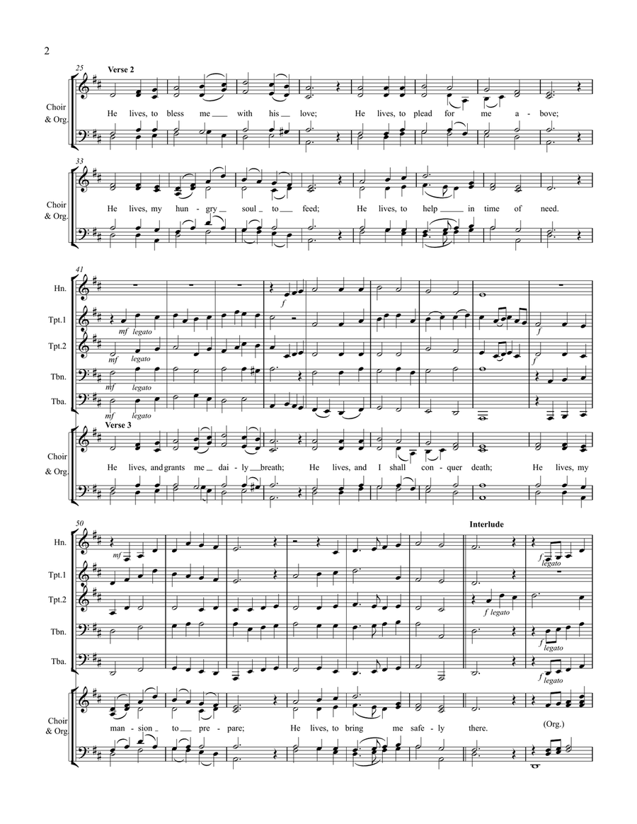 I Know That My Redeemer Lives – Brass Quintet, Congregation, and Organ Choir scores gallery preview page 3