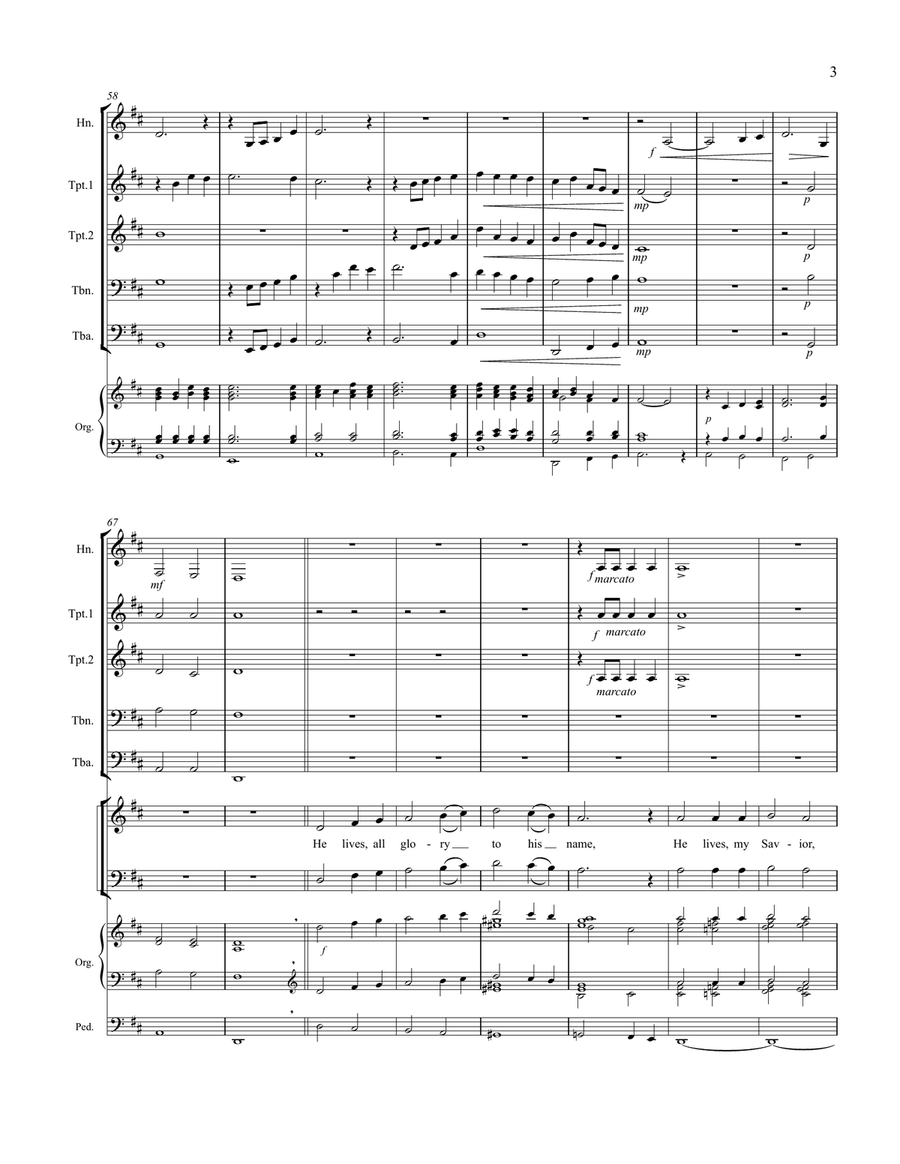 I Know That My Redeemer Lives – Brass Quintet, Congregation, and Organ Choir scores gallery preview page 4