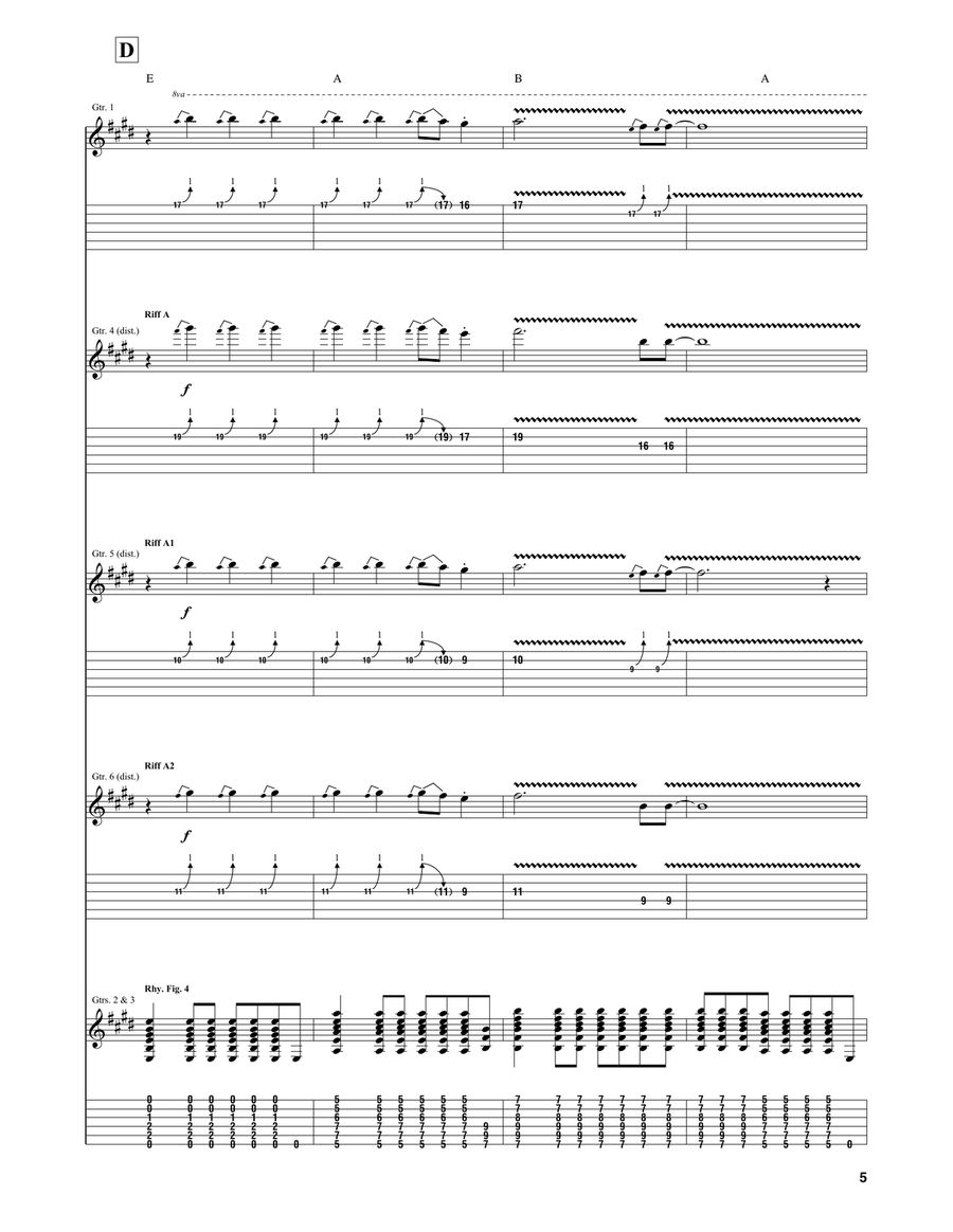 Nineteen Eighty Nineteen Eighty Guitar Tablature scores gallery preview page 5