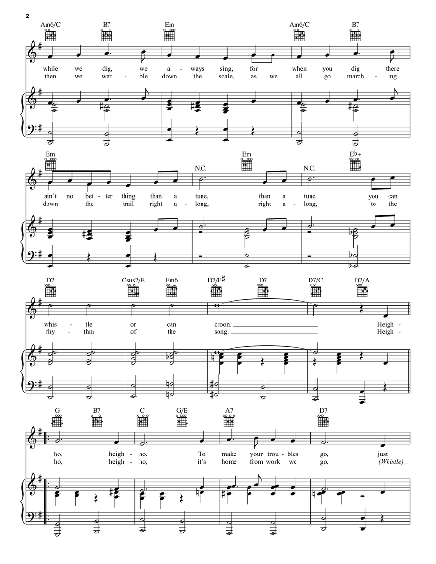 Heigh-Ho (from Snow White And The Seven Dwarfs) Piano, Vocal, Guitar scores gallery preview page 2