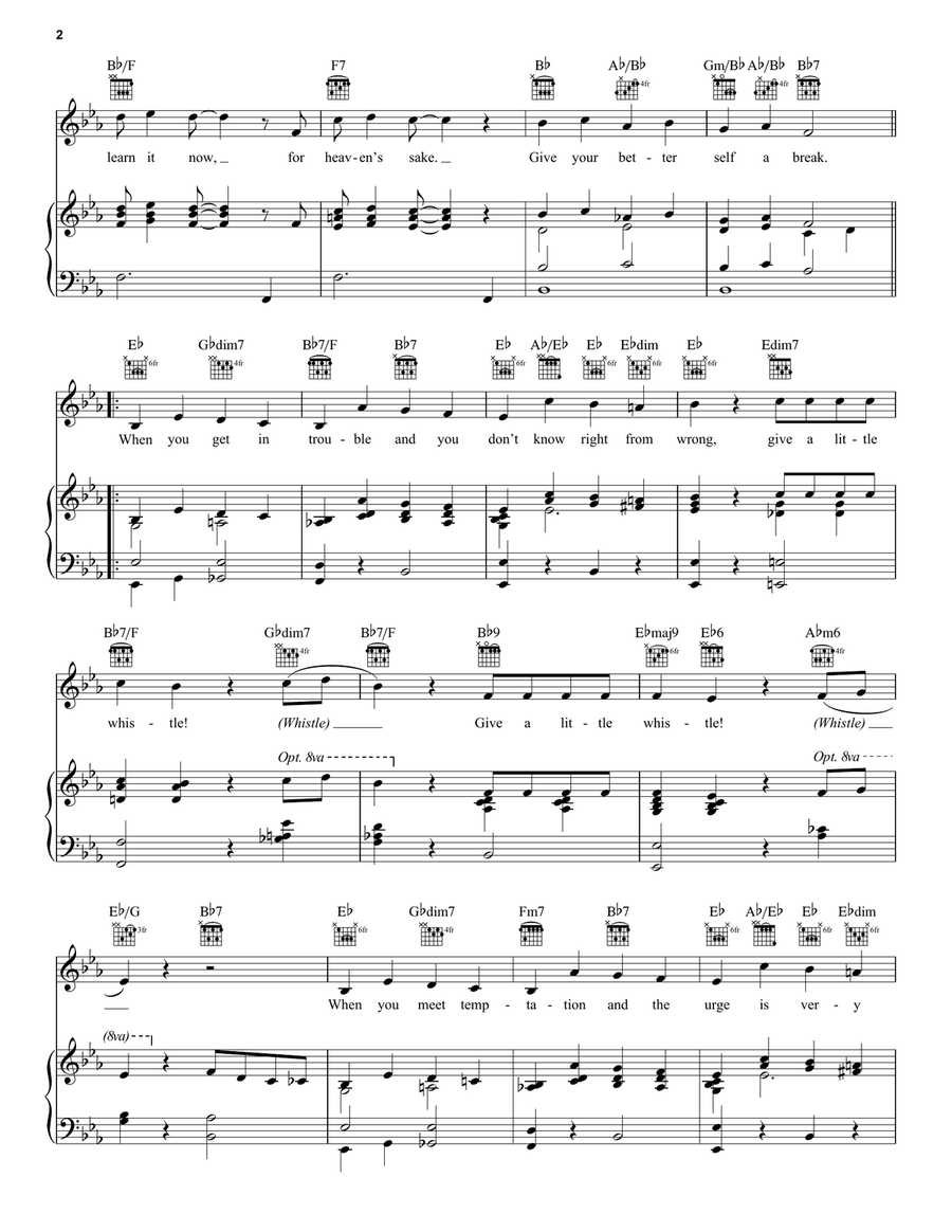 Give A Little Whistle (from Pinocchio) Piano, Vocal, Guitar scores gallery preview page 2