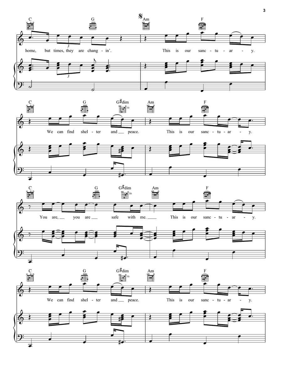 Sanctuary Sanctuary Piano, Vocal, Guitar scores gallery preview page 3