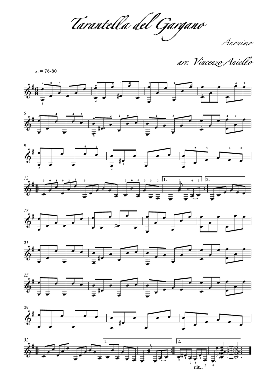 Tarantella del Gargano (Montanara di Carpino) Acoustic Guitar scores gallery preview page 2