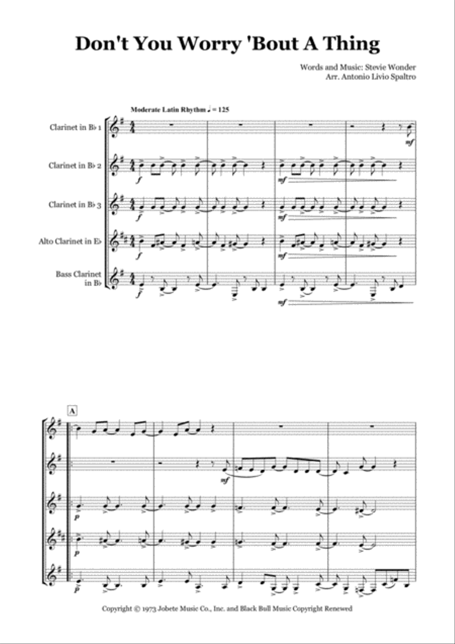 Don't You Worry 'bout A Thing Woodwind Ensemble scores gallery preview page 3