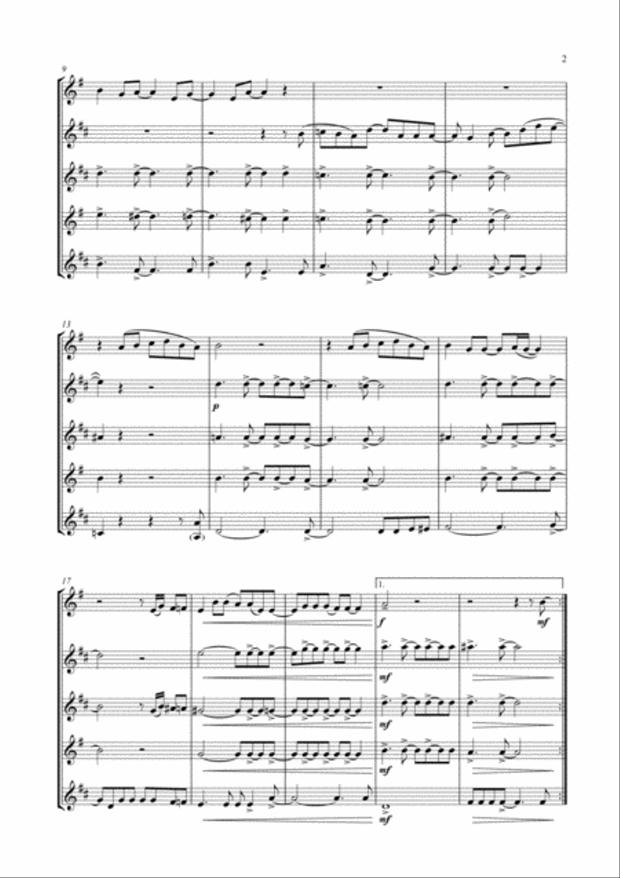 Don't You Worry 'bout A Thing Saxophone Quintet scores gallery preview page 4