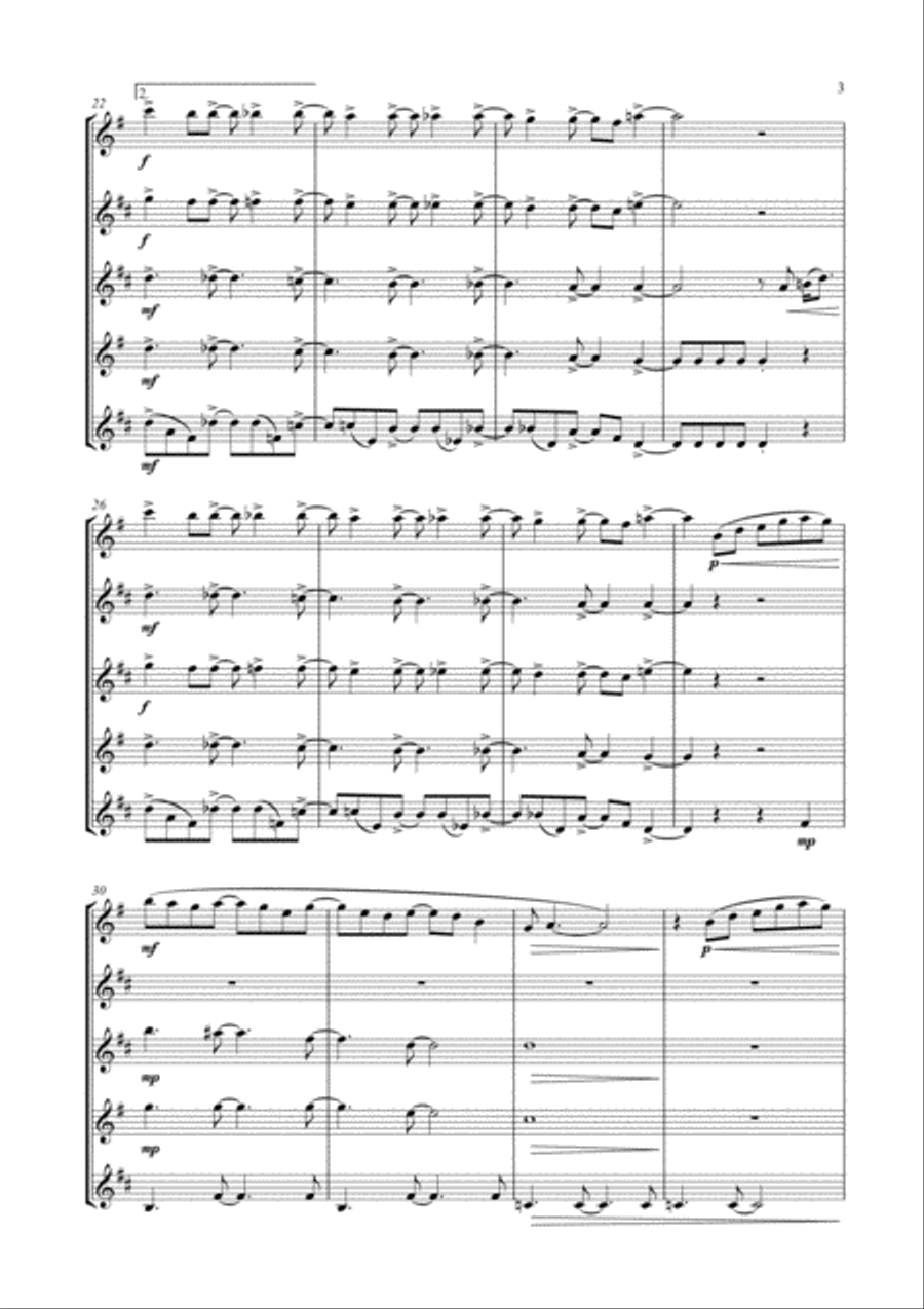 Don't You Worry 'bout A Thing Saxophone Quintet scores gallery preview page 5