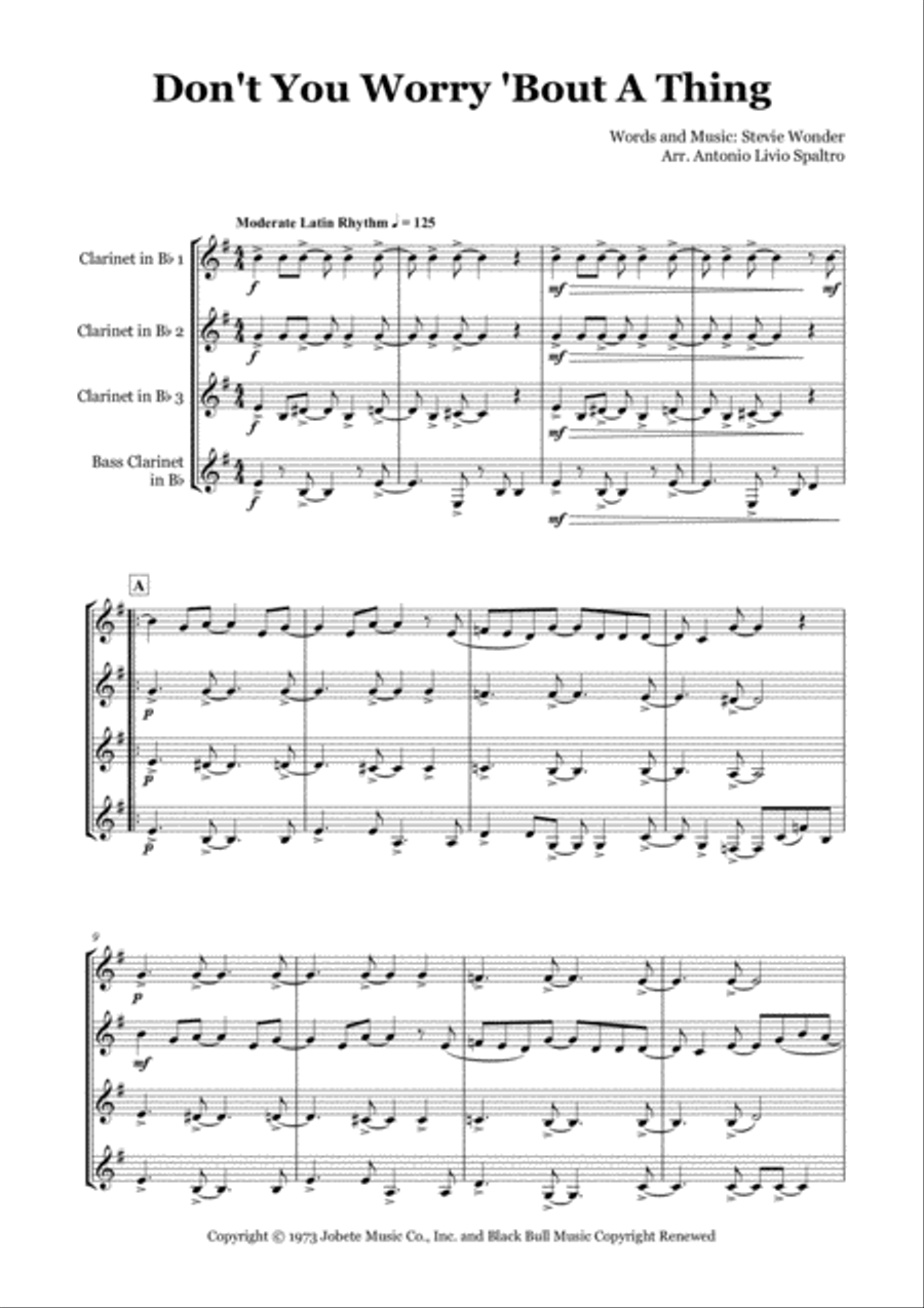 Don't You Worry 'bout A Thing Woodwind Ensemble scores gallery preview page 3