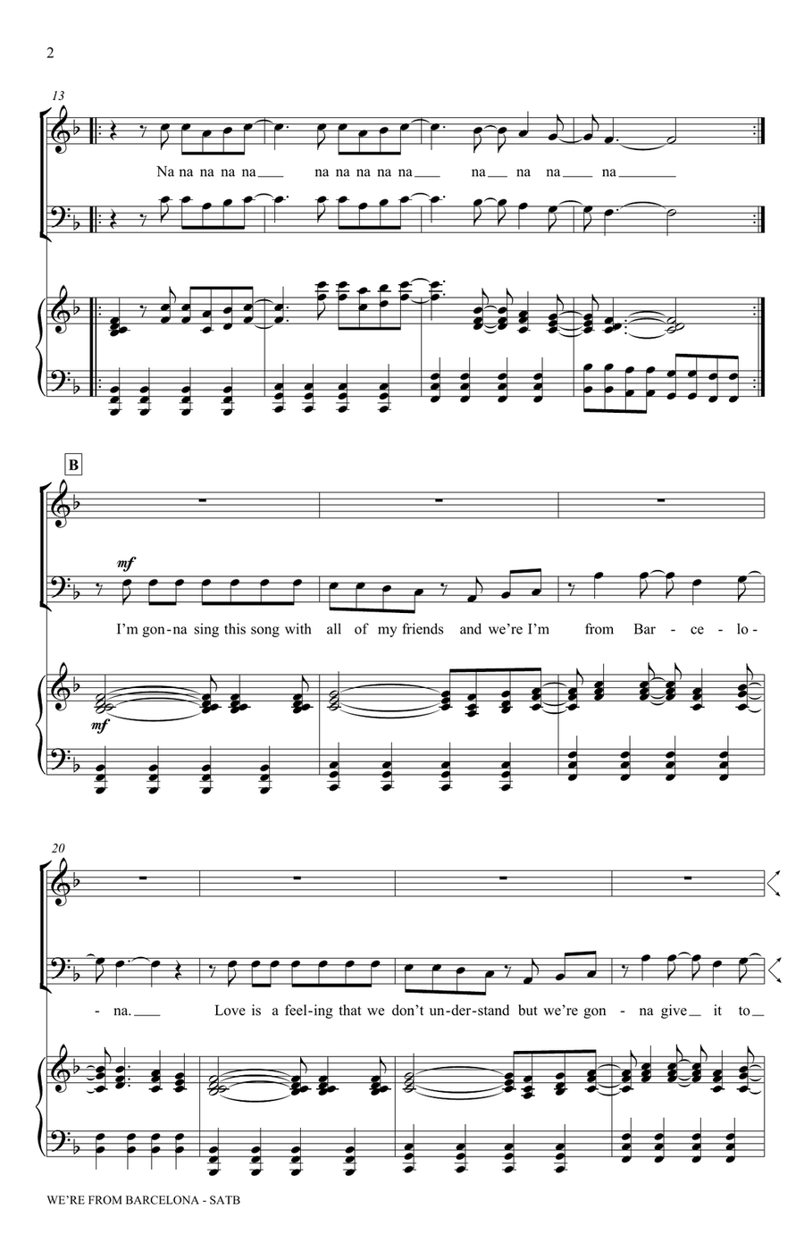 We're From Barcelona (arr. Keith Sinclair) 4-Part scores gallery preview page 2