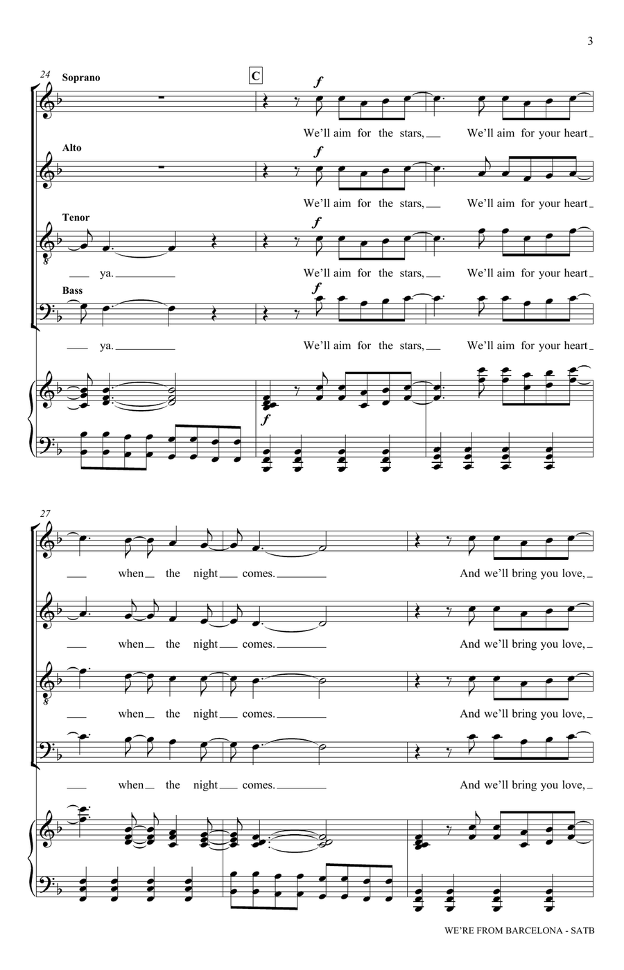 We're From Barcelona (arr. Keith Sinclair) 4-Part scores gallery preview page 3