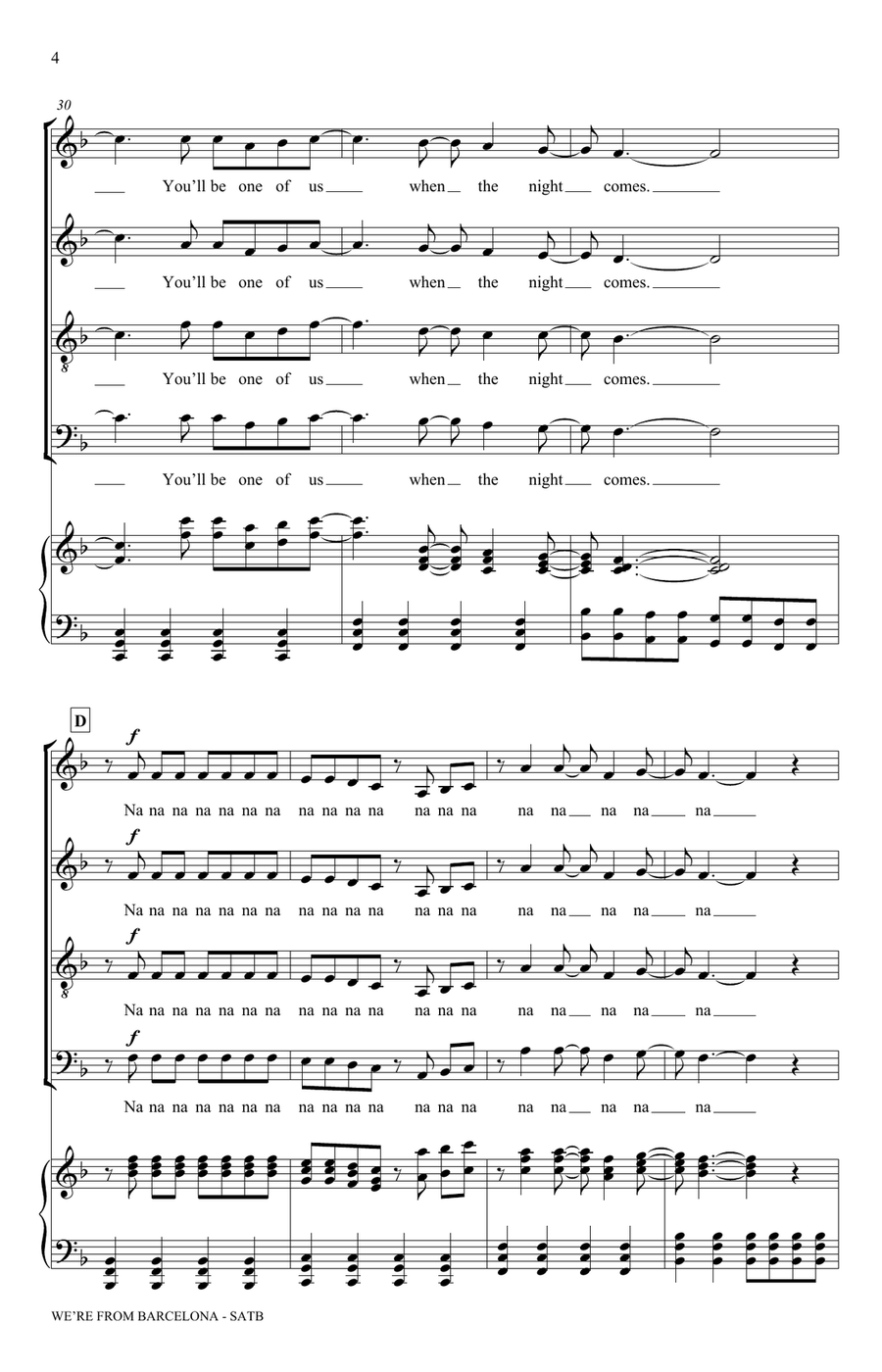 We're From Barcelona (arr. Keith Sinclair) 4-Part scores gallery preview page 4