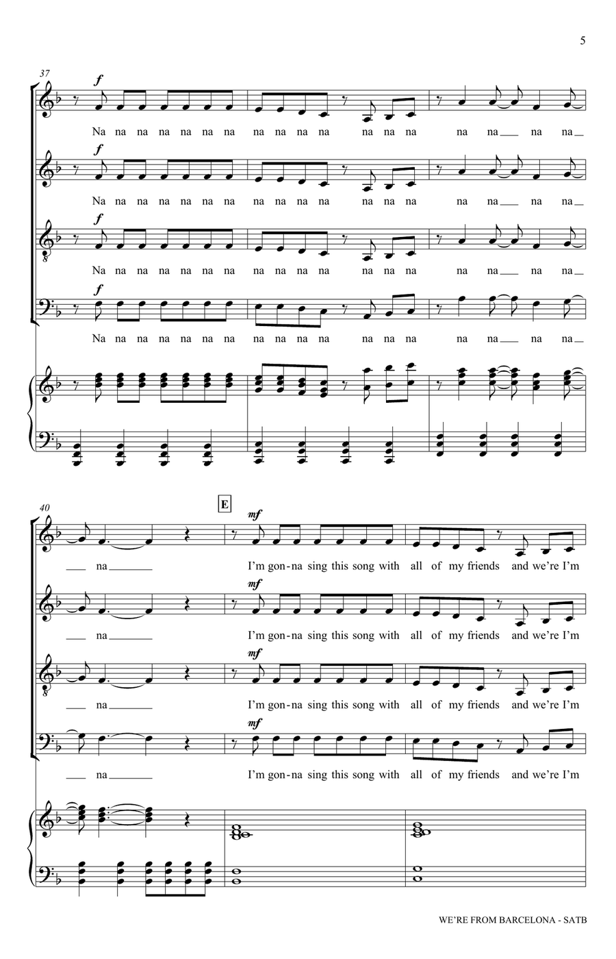 We're From Barcelona (arr. Keith Sinclair) 4-Part scores gallery preview page 5