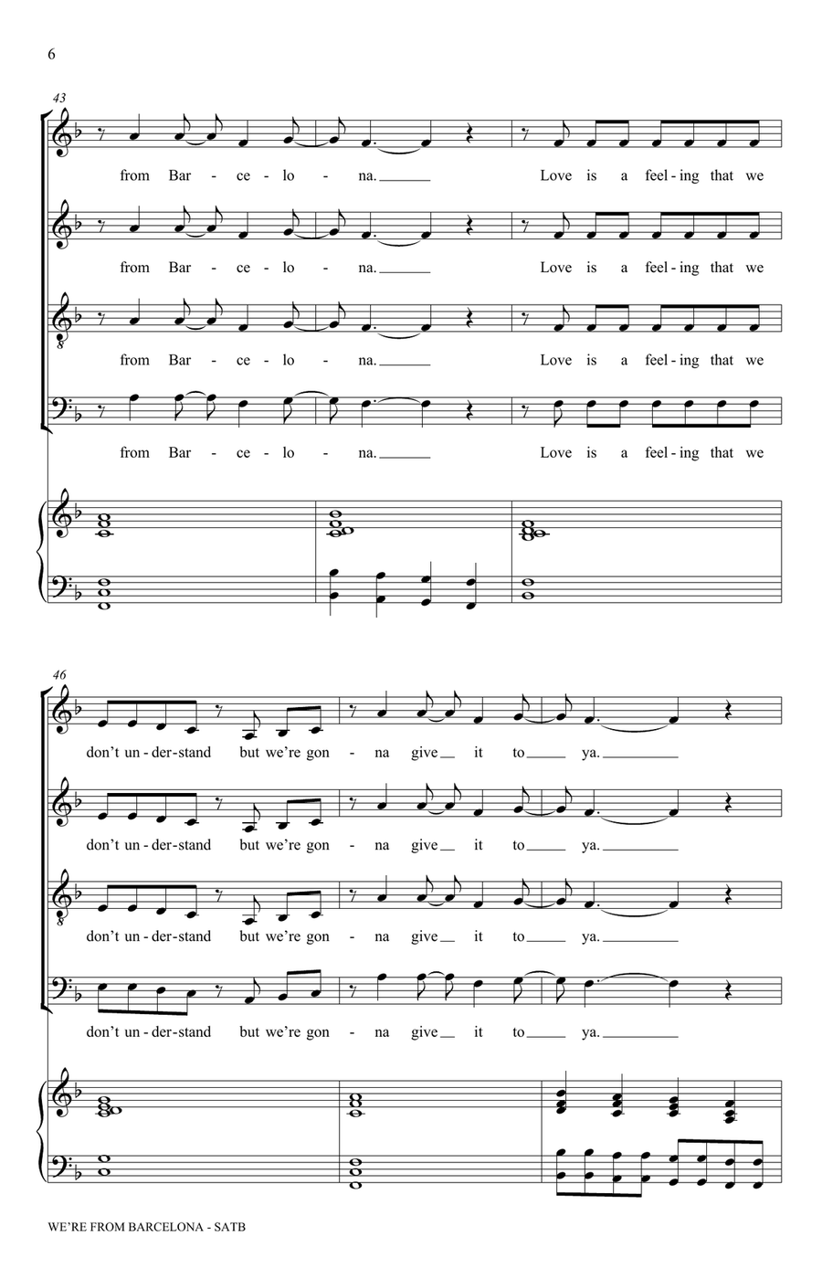 We're From Barcelona (arr. Keith Sinclair) 4-Part scores gallery preview page 6