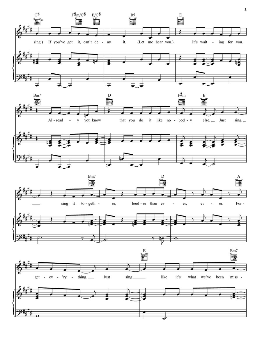 Just Sing (from Trolls World Tour) Piano, Vocal, Guitar scores gallery preview page 3
