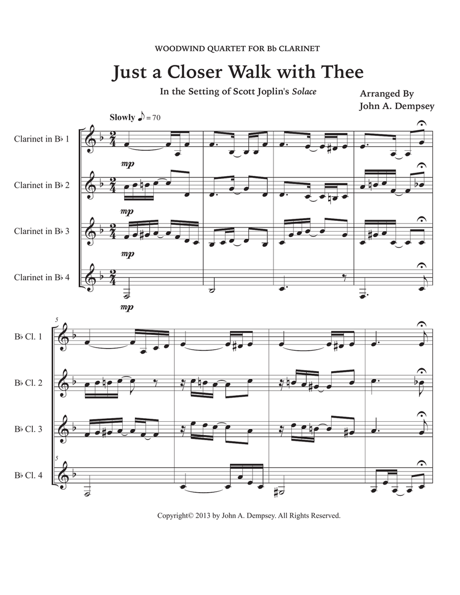 Just a Closer Walk with Thee / Solace (Clarinet Quartet) Clarinet Quartet scores gallery preview page 5