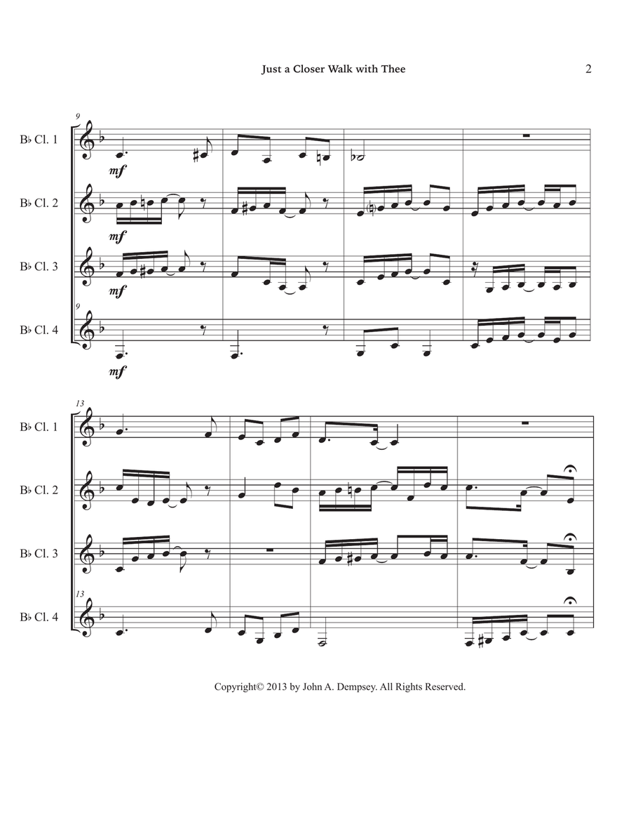 Just a Closer Walk with Thee / Solace (Clarinet Quartet) Clarinet Quartet scores gallery preview page 6