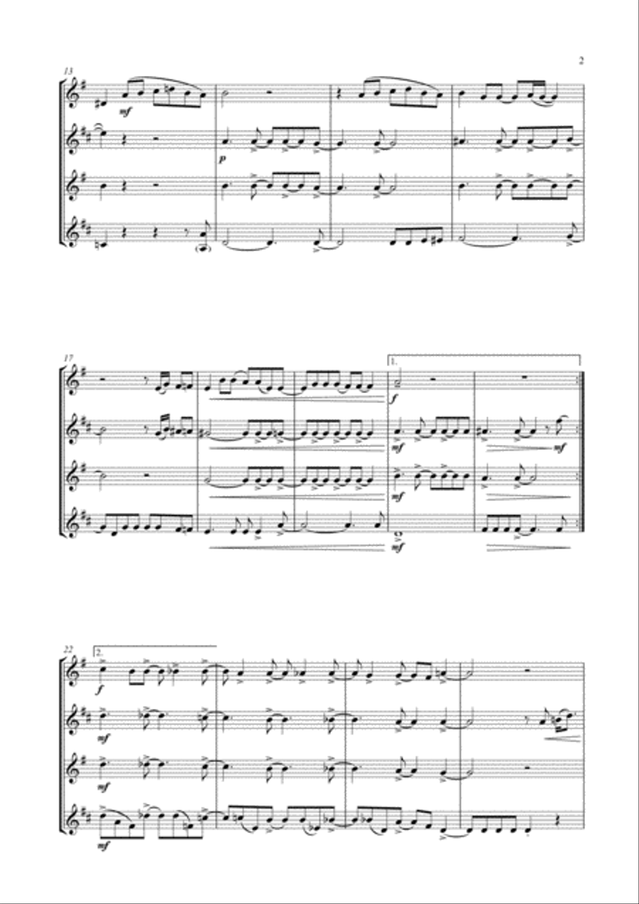 Don't You Worry 'bout A Thing Saxophone Quartet scores gallery preview page 4