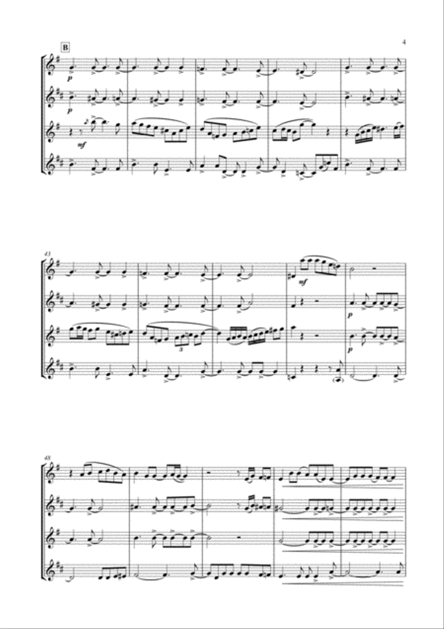 Don't You Worry 'bout A Thing Saxophone Quartet scores gallery preview page 6