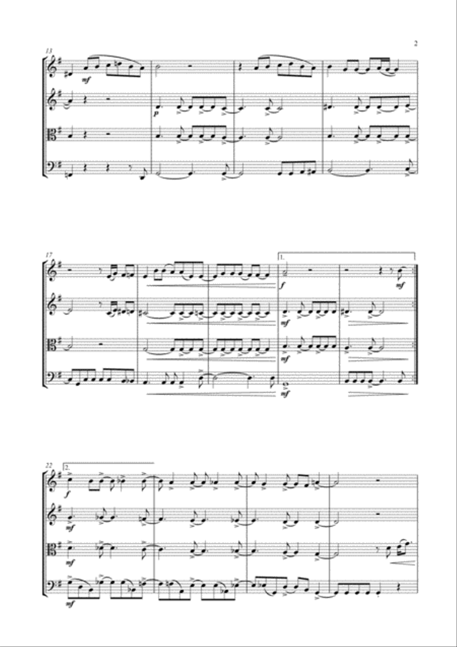 Don't You Worry 'bout A Thing String Quartet scores gallery preview page 4
