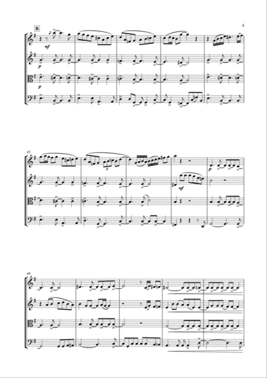 Don't You Worry 'bout A Thing String Quartet scores gallery preview page 6
