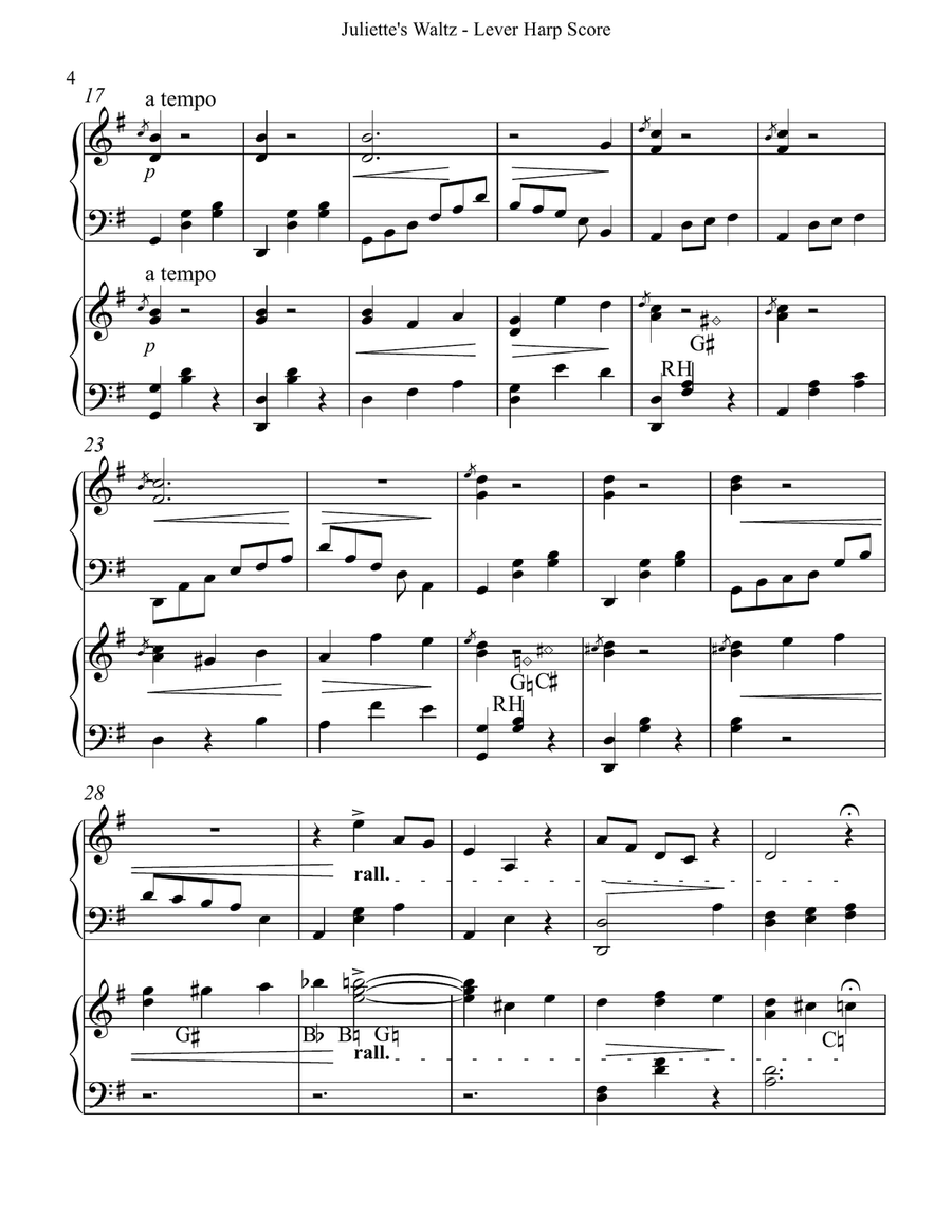 Juliette's Waltz - Lever Harp Score & Parts Celtic Harp scores gallery preview page 4