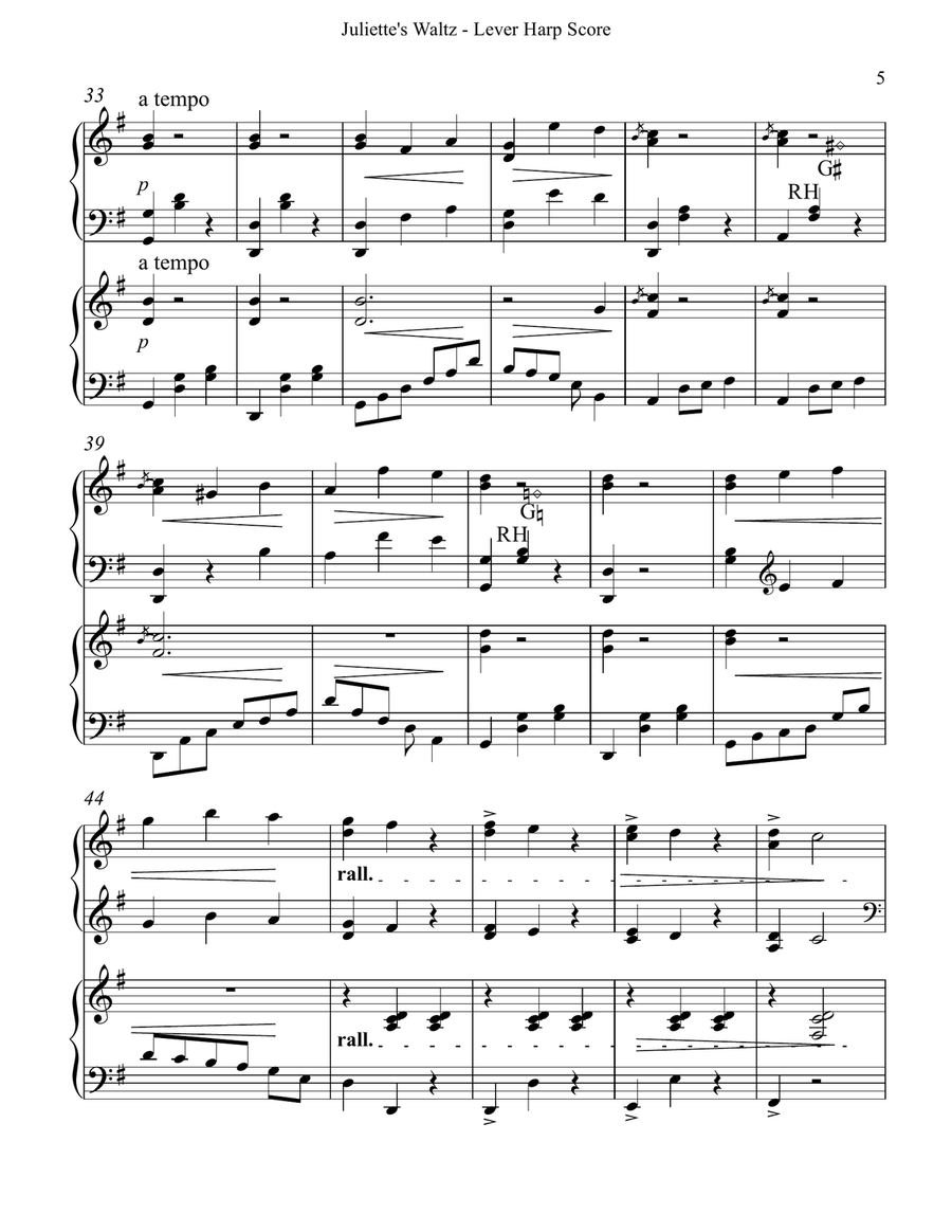 Juliette's Waltz - Lever Harp Score & Parts Celtic Harp scores gallery preview page 5