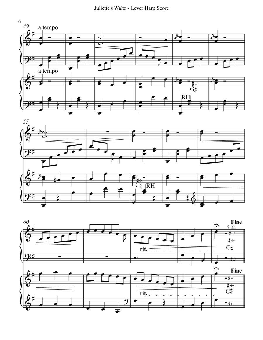 Juliette's Waltz - Lever Harp Score & Parts Celtic Harp scores gallery preview page 6