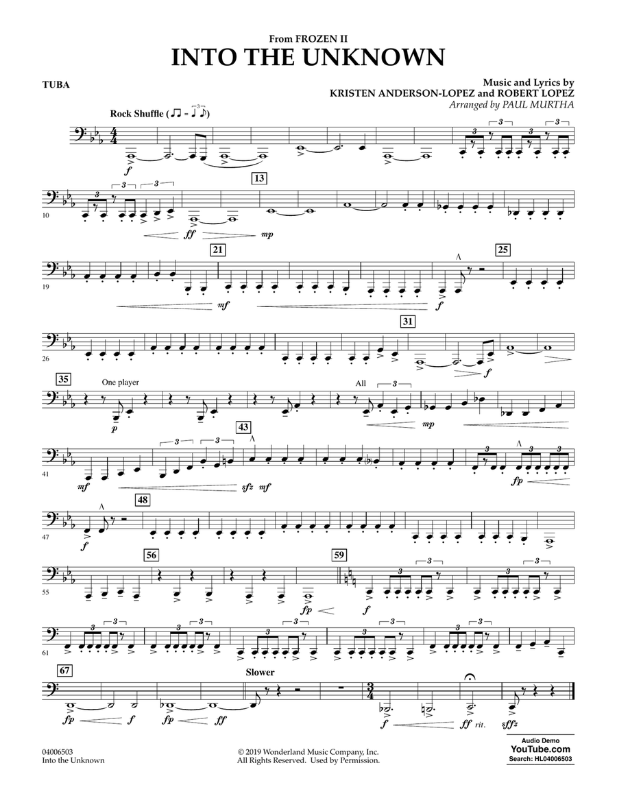 Into the Unknown (from Disney's Frozen 2) (arr. Paul Murtha) - Tuba Concert Band scores gallery preview page 1