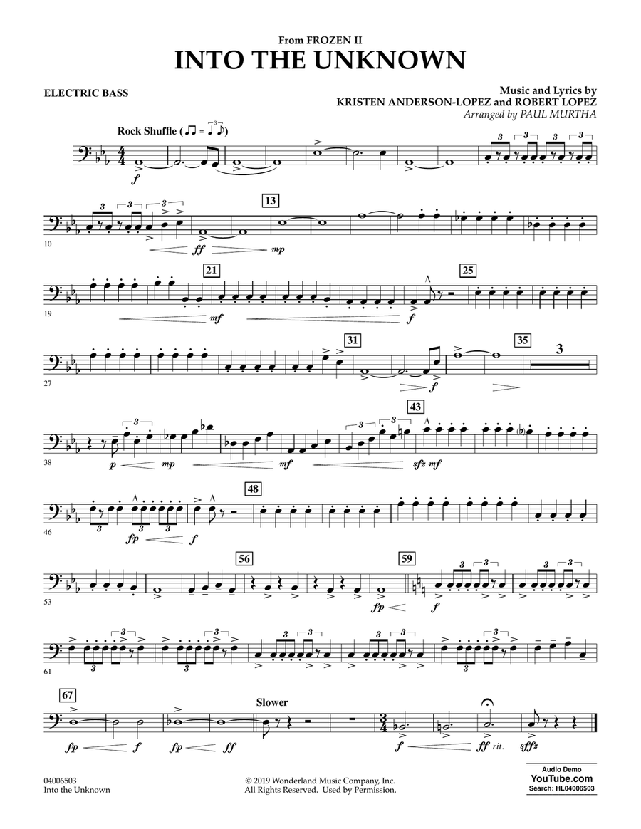 Into the Unknown (from Disney's Frozen 2) (arr. Paul Murtha) - Electric Bass Concert Band scores gallery preview page 1