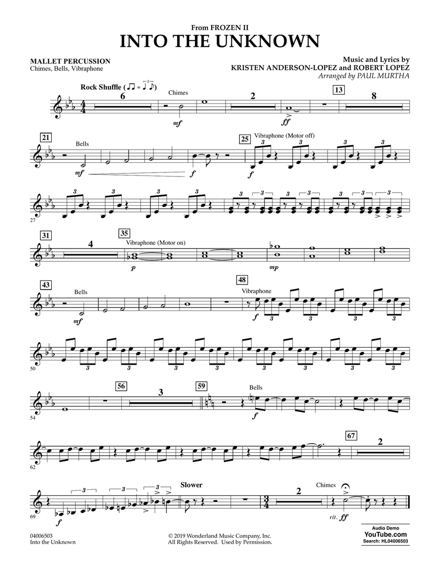 Into the Unknown (from Disney's Frozen 2) (arr. Paul Murtha) - Mallet Percussion Concert Band scores gallery preview page 1
