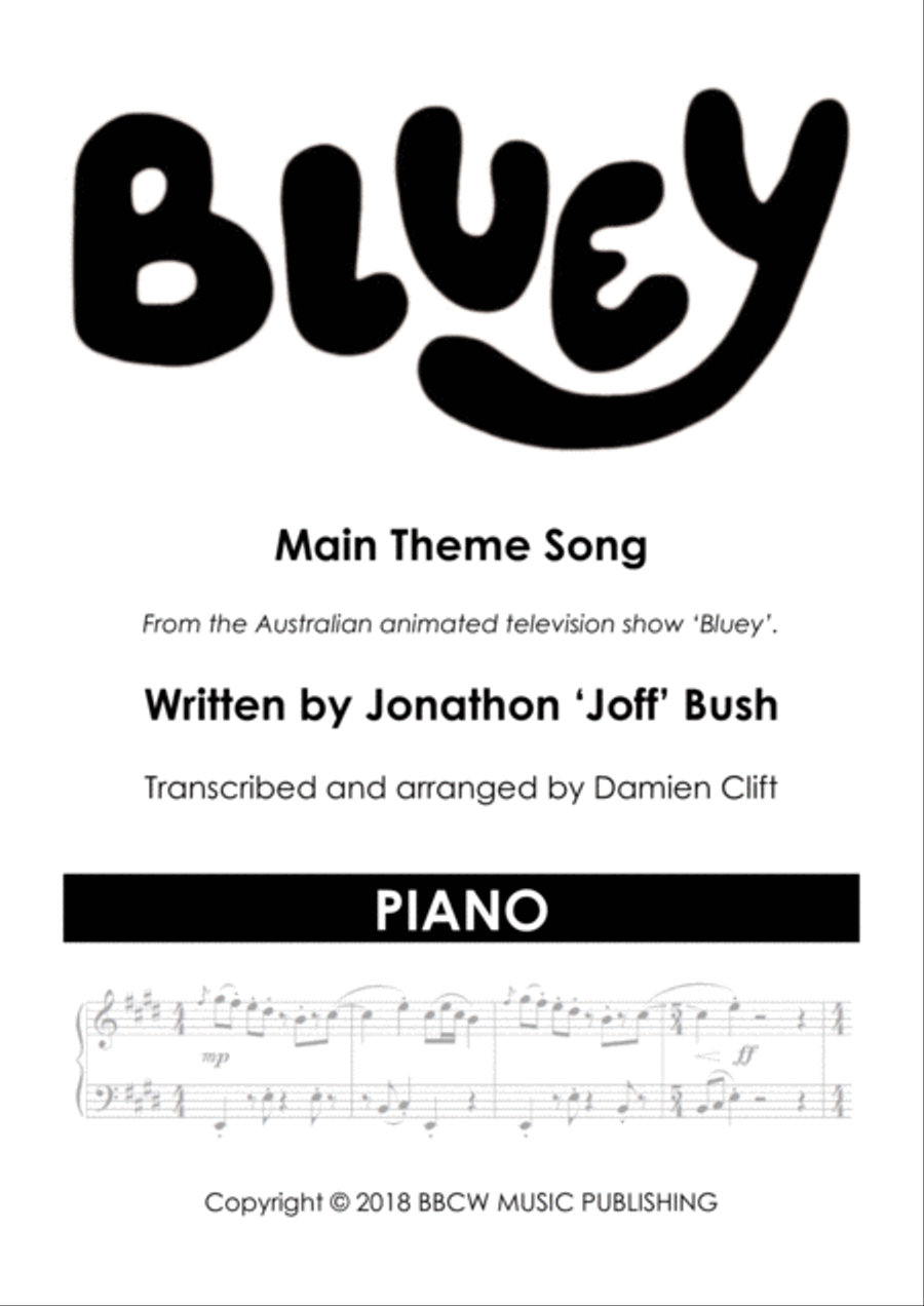Bluey Theme Song Piano, Vocal, Guitar scores gallery preview page 2