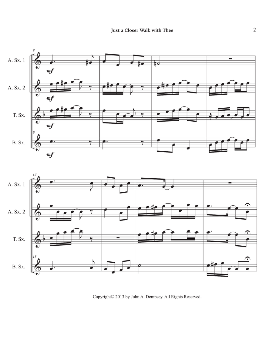 Just a Closer Walk with Thee / Solace (Sax Quartet: AATB) Saxophone Quartet scores gallery preview page 6