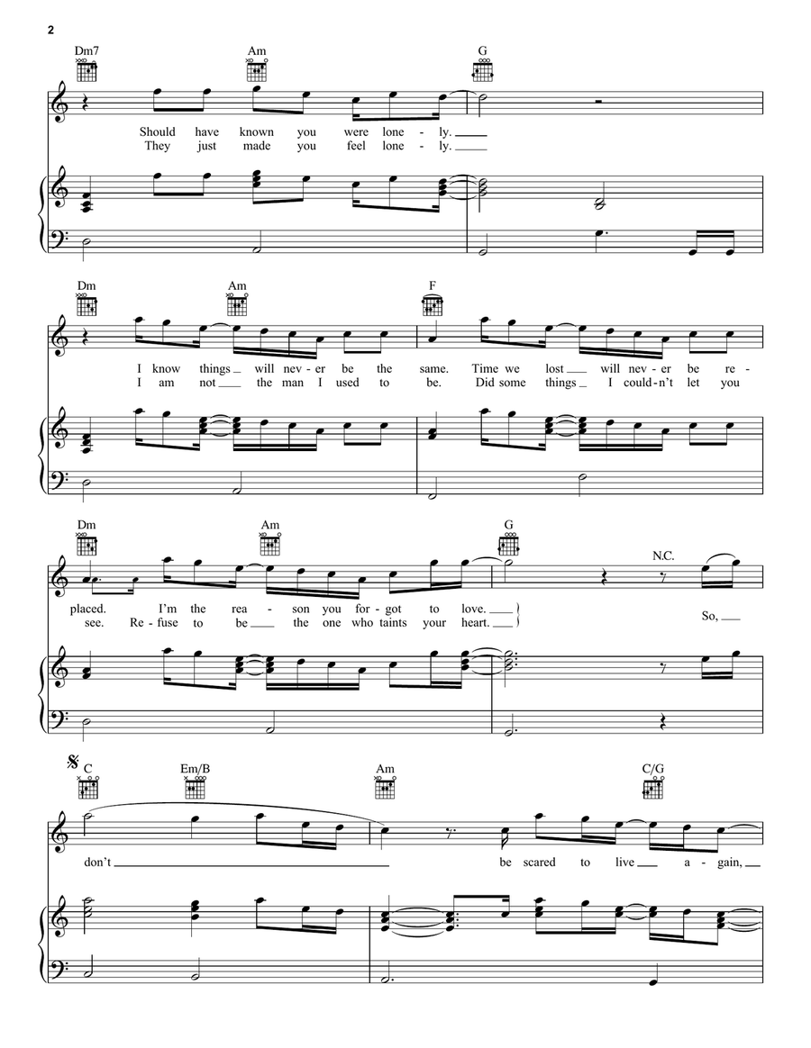 Scared To Live Piano, Vocal, Guitar scores gallery preview page 2