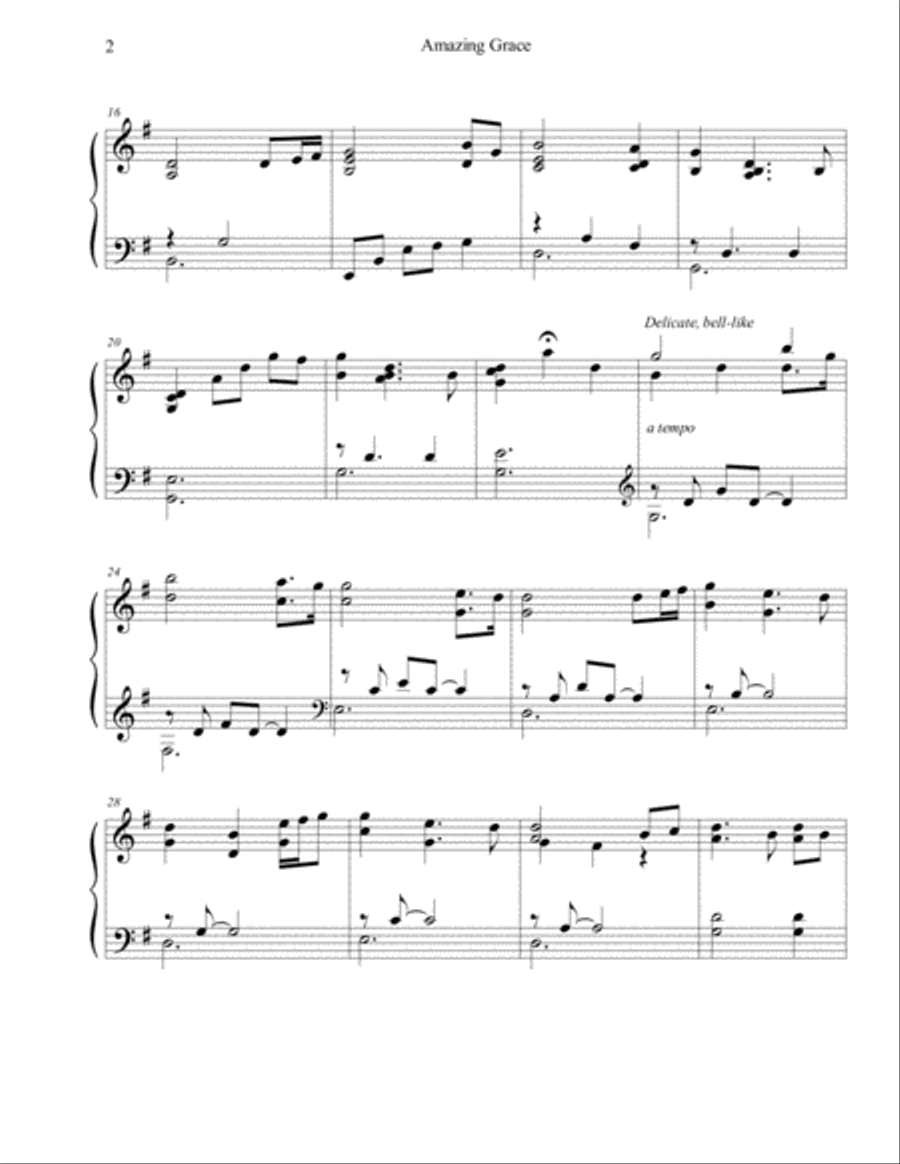 Amazing Grace Piano Solo scores gallery preview page 2
