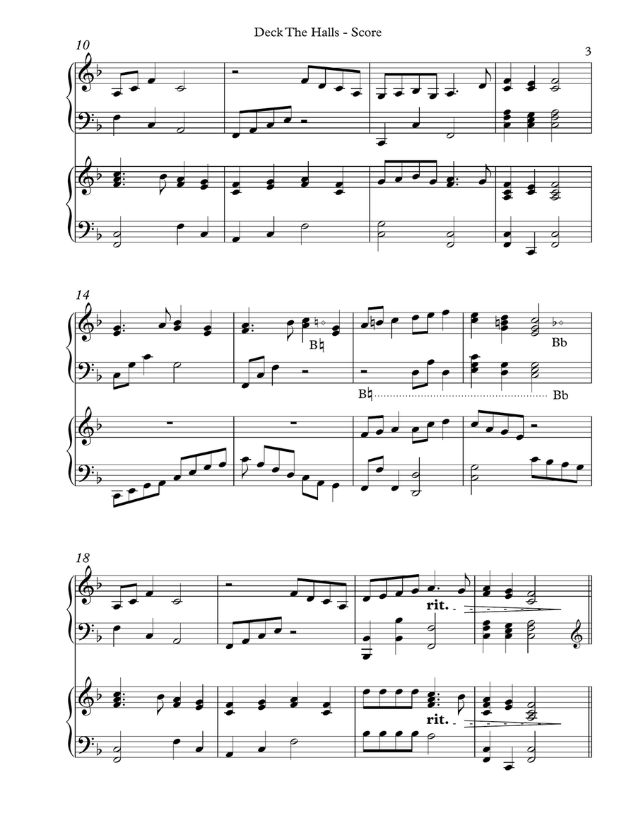 Deck The Halls, Harp Duet Celtic Harp scores gallery preview page 3