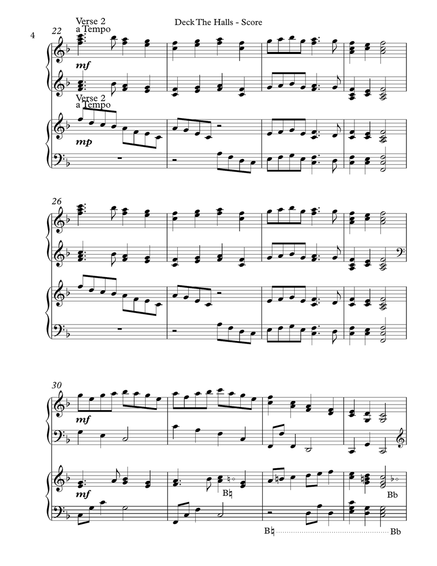 Deck The Halls, Harp Duet Celtic Harp scores gallery preview page 4