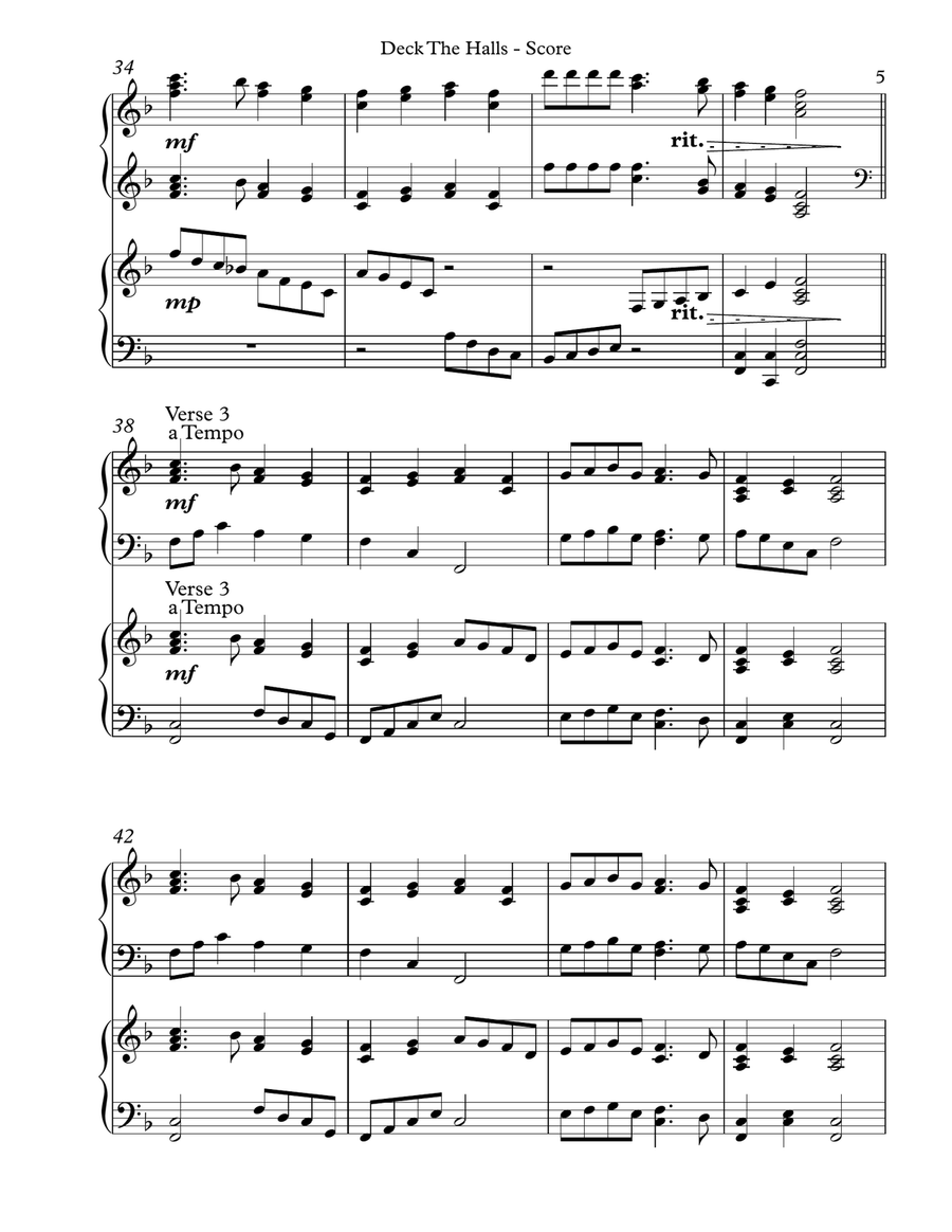 Deck The Halls, Harp Duet Celtic Harp scores gallery preview page 5